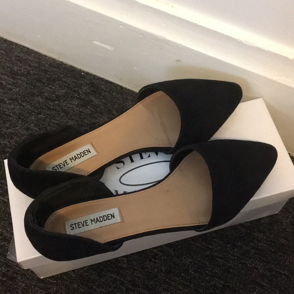 Steve Madden Black Suede Genius Flats